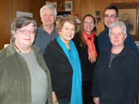 Left to right: Founding Meeting of the Association Maison Doucet Hennesy House Association, Patsy Hennessy, Rod O'Connel, Rolande Doucet-O'Connel, Melynda Jarratt, Michael Hennessy, Halldis Wesenberg, January 18, 2010..